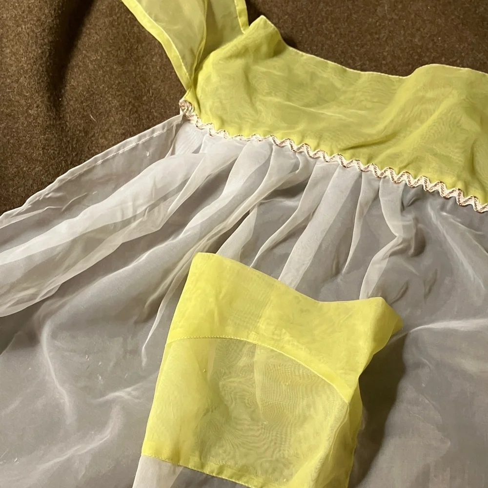 1960’s vintage sheer apron yellow white gold